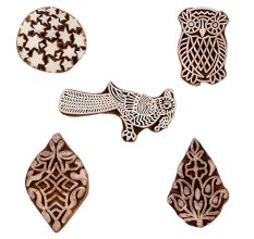 Set of 5 Piece New Mix Wooden Printing Blocks