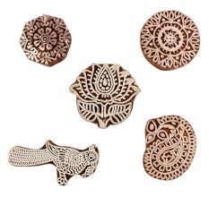Set of 5 Piece New Mix Wooden Printing Blocks