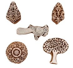 Set of 5 Piece New Mix Wooden Printing Blocks