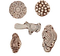 Set of 5 Piece New Mix Wooden Printing Blocks