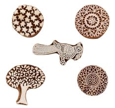Set of 5 Piece New Mix Wooden Printing Blocks