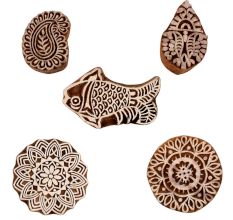 Set of 5 Piece New Mix Wooden Printing Blocks
