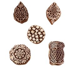 Set of 5 Piece New Mix Wooden Printing Blocks