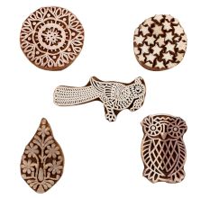 Set of 5 Piece New Mix Wooden Printing Blocks