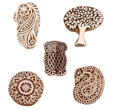 Set of 5 Piece New Mix Wooden Printing Blocks
