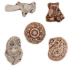 Set of 5 Piece New Mix Wooden Printing Blocks