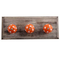 Orange White Dot Wooden Hooks
