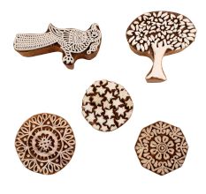 Set of 5 Piece New Mix Wooden Printing Blocks