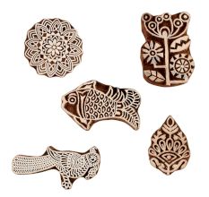 Set of 5 Piece New Mix Wooden Printing Blocks