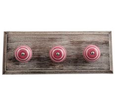 Pink White Strip Wooden Hooks