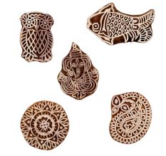 Set of 5 Piece New Mix Wooden Printing Blocks