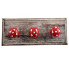 Red White Dot Wooden Hooks