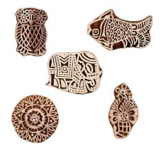 Set of 5 Piece New Mix Wooden Printing Blocks