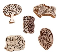 Set of 5 Piece New Mix Wooden Printing Blocks