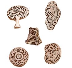 Set of 5 Piece New Mix Wooden Printing Blocks