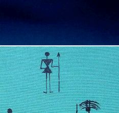 Handmade Blue Color Warli Painted Cotton Silk Clutch bag for Women