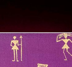 Handmade Purple Color Warli Painted Cotton Silk Clutch bag for Women