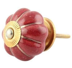 Cherry Golden Line Ceramic Melon Cabinet Knob
