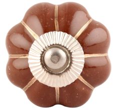 Dark Brown With Golden Line Ceramic Melon Drawer Knob Online