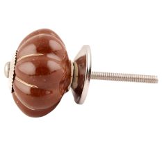 Dark Brown With Golden Line Ceramic Melon Drawer Knob Online