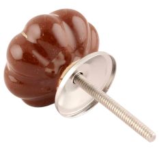 Dark Brown With Golden Line Ceramic Melon Drawer Knob Online