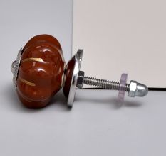 Dark Brown With Gold Line Medium Ceramic Melon Knob