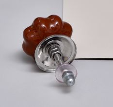 Dark Brown With Gold Line Medium Ceramic Melon Knob