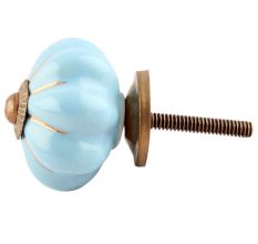 Turquoise Golden Line Medium Ceramic Melon Knob Online