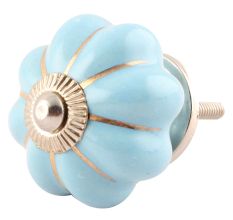 Turquoise Golden Line Medium Ceramic Melon Knob Online
