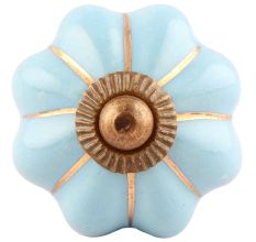 Turquoise Golden Line Medium Ceramic Melon Knob Online