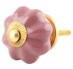  Solid Lavender Ceramic Melon Medium Knob