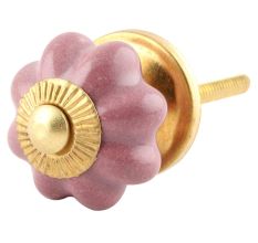 Solid Lavender Small Ceramic Melon Drawer Knob