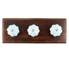 Solid Sky Blue Ceramic Melon Wooden Hooks