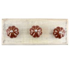 Dark Brown With Golden Line Ceramic Melon Wooden Hooks