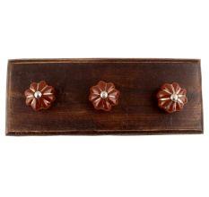 Dark Brown With Silver Line Medium Ceramic Melon Wooden Hooks
