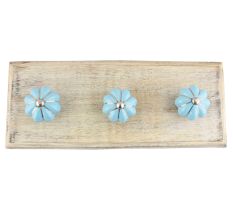 Turquoise Golden Line Medium Ceramic Melon Wooden Hooks