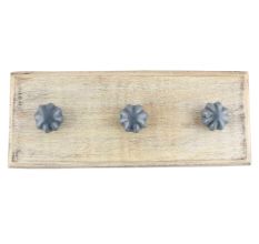 Dark Grey Pomegranate Bud Ceramic Wooden Hooks