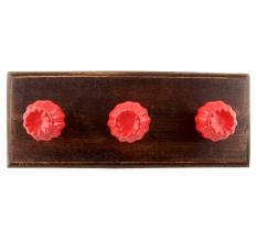 Solid Red Umbrella Ceramic Wooden Hooks