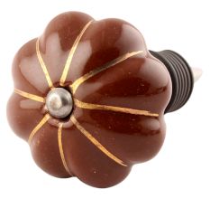 Dark Brown With Golden Line Ceramic Melon Wine Stopper