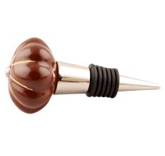Dark Brown With Golden Line Ceramic Melon Wine Stopper