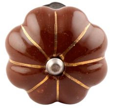 Dark Brown With Golden Line Ceramic Melon Wine Stopper