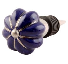Navy Blue With Silver Line Medium Ceramic Wine Stopper
