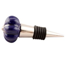 Navy Blue With Silver Line Medium Ceramic Wine Stopper