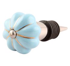 Turquoise Golden Line Medium Ceramic Melon Wine Stopper