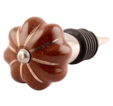 Dark Brown With Silver Line Medium Ceramic Melon Wine Stopper