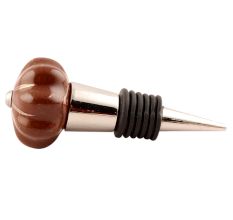 Dark Brown With Silver Line Medium Ceramic Melon Wine Stopper