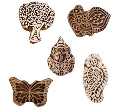 Set of 5 Piece New Mix Wooden Printing Blocks