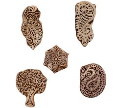 Set of 5 Piece New Mix Wooden Printing Blocks