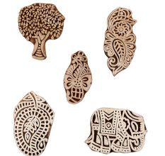 Set of 5 Piece New Mix Wooden Printing Blocks