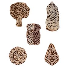 Set of 5 Piece New Mix Wooden Printing Blocks